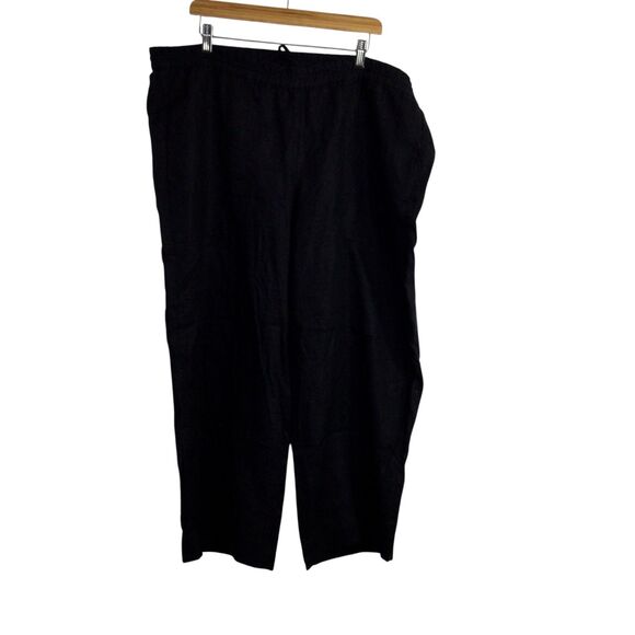Eileen Fisher Womens Linen Cropped Pant Drawstring Waist Linen Black Size Large - Picture 1 of 16
